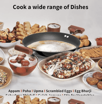 Hawkins Futura Nonstick Breakfast Pan (Appachatty) 0.9 L, 22 cm, 3.25 mm with SS Lid (Black)