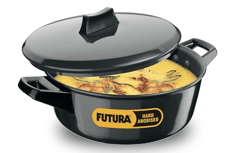 Hawkins Futura 3 Litre Cook n Serve Bowl, Hard Anodised Saucepan with Hard Anodised Lid, Sauce Pan for Cooking and Serving, Black (ACB30) (Aluminium)-1