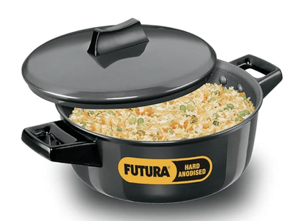 Hawkins Futura 2 Litre Cook n Serve Bowl, Hard Anodised Saucepan with Hard Anodised Lid, Sauce Pan for Cooking and Serving, Black (ACB20), Aluminium