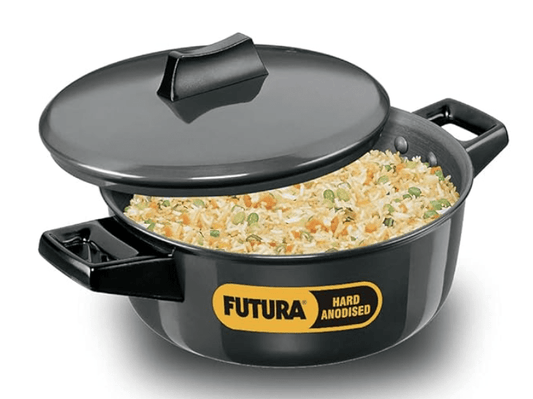 Hawkins Futura 2 Litre Cook n Serve Bowl, Hard Anodised Saucepan with Hard Anodised Lid, Sauce Pan for Cooking and Serving, Black (ACB20), Aluminium