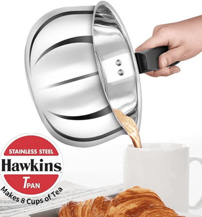 Hawkins 1 Litre Tpan, Stainless Steel Tea Pan with Glass Lid, Induction Sauce Pan, Chai Pan, Small Pan, Silver (SST10G)