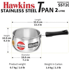 Hawkins 2 Litre Tpan, Stainless Steel Tea Pan, Induction Sauce Pan, Chai Pan, Saucepan, Silver (SST20)-3