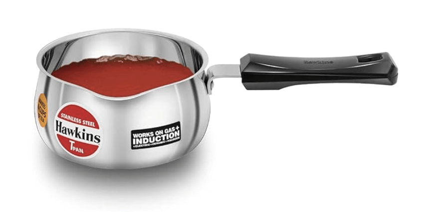 Hawkins 1 Litre Tpan, Stainless Steel Tea Pan, Induction Sauce Pan, Chai Pan, Small Pan, Silver (SST10)