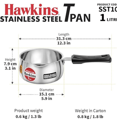 Hawkins 1 Litre Tpan, Stainless Steel Tea Pan, Induction Sauce Pan, Chai Pan, Small Pan, Silver (SST10)-2