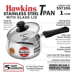 Hawkins 1 Litre Tpan, Stainless Steel Tea Pan with Glass Lid, Induction Sauce Pan, Chai Pan, Small Pan, Silver (SST10G)-3
