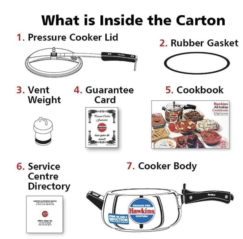 Hawkins 3.5 Litre Contura Pressure Cooker, Stainless Steel Inner Lid Cooker, Handi Cooker, Induction Cooker, Silver (SSC35)