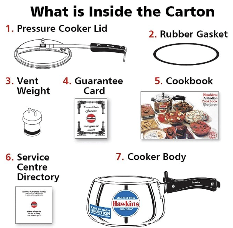 Hawkins Stainless Steel Contura Induction Compatible Pressure Cooker, 5 Litre, Silver (SSC50)