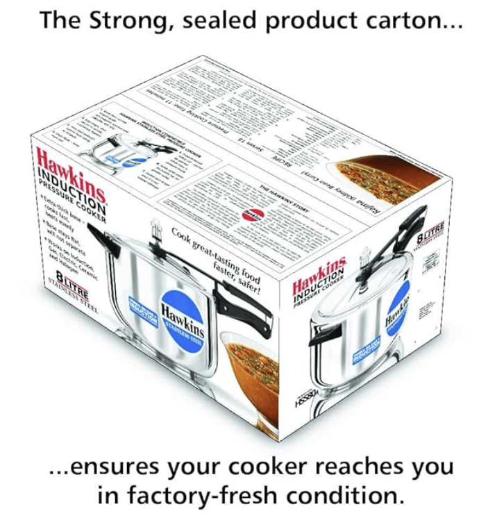 Hawkins Stainless Steel 8L Pressure Cooker with Induction Compatible