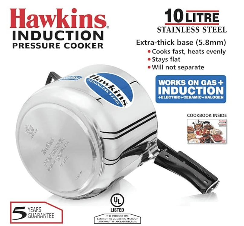 Hawkins Stainless Steel 10L Pressure Cooker Induction Compatible-4