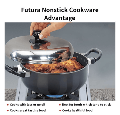 Hawkins Futura Nonstick All-Purpose Pan 3L, 22 cm, 3.25 mm with SS Lid (Black)