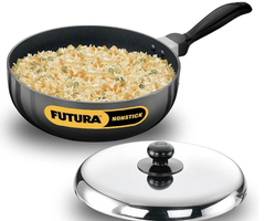 Hawkins Futura Nonstick All-Purpose Pan 2.5L, 22 cm, 3.25 mm with SS lid (Black)-1