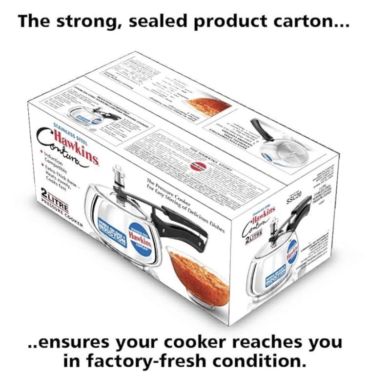 Hawkins Stainless Steel Contura Induction Compatible Pressure Cooker, 2 Litre, Silver (SSC20)-2