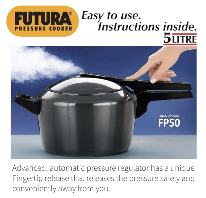 Hawkins Futura Hard Anodised Outer Lid Pressure Cooker, Black, 5 Litre (F10)-4