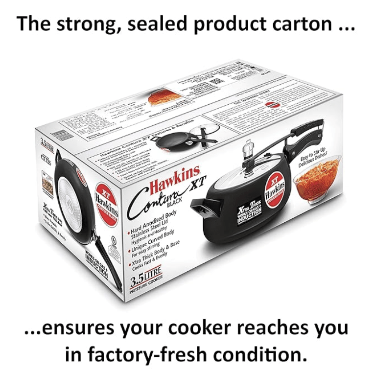 Hawkins 3.5 Litre Contura Black XT Pressure Cooker, Hard Anodised Inner Lid Cooker, Induction Cooker, Handi Cooker, Black (CXT35)-2