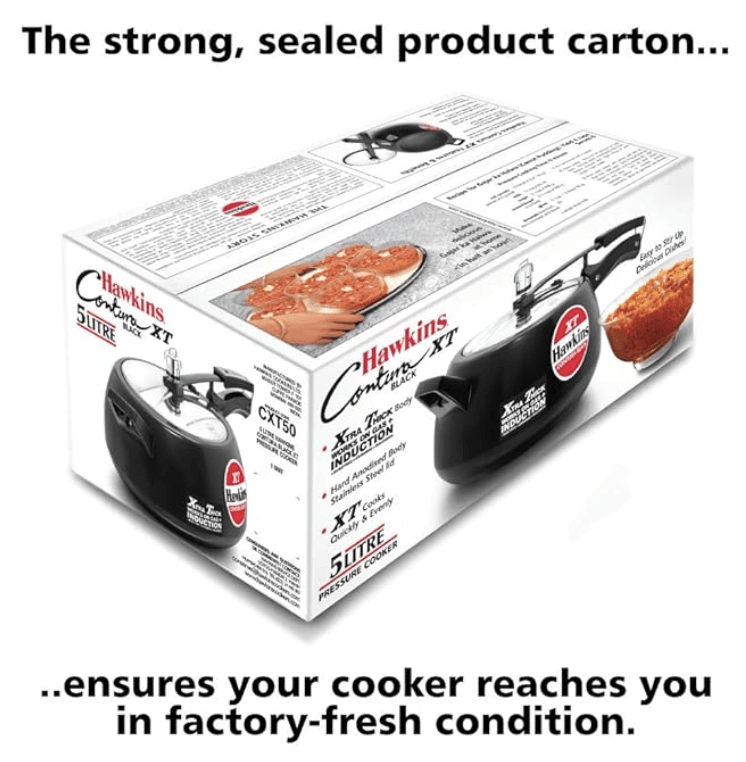 Hawkins Contura Black XT 5 Litre Inner Lid Pressure Cooker, Hard Anodised Cooker, Induction Cooker, Handi Cooker, Black (CXT50)