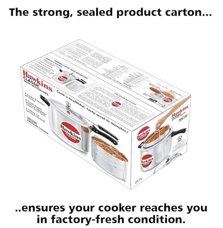 Hawkins Classic Aluminium Inner Lid Pressure Cooker with Separators, 10 Litre, Silver (CL11)-2