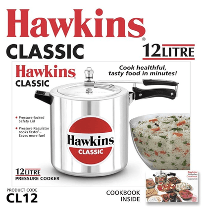 Hawkins Classic 12 Litre Aluminium Inner Lid Pressure Cooker, Best Cooker, Big Pressure Cooker, Silver (CL12)