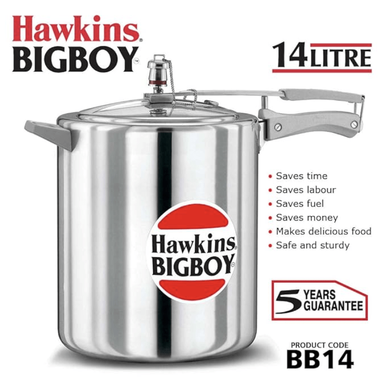 Hawkins Bigboy Pressure Cooker, 14 Litre, Silver (BB14)