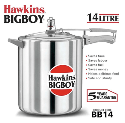 Hawkins Bigboy Pressure Cooker, 14 Litre, Silver (BB14)