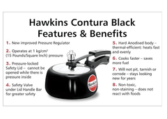 Hawkins 1.5 Litre Contura Black Pressure Cooker, Hard Anodised Inner Lid Cooker, Baby Cooker, Black(CB15)-3