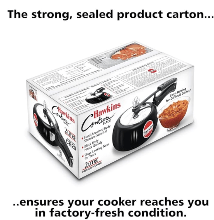 Hawkins Contura Hard Anodised Aluminium Inner Lid Pressure Cooker, 2 Liters, Black