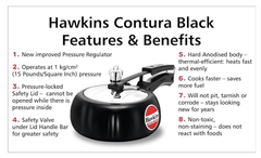 Hawkins 2 Litre Contura Black Pressure Cooker, Hard Anodised Inner Lid Cooker, Handi Cooker, Black (CB20)-2
