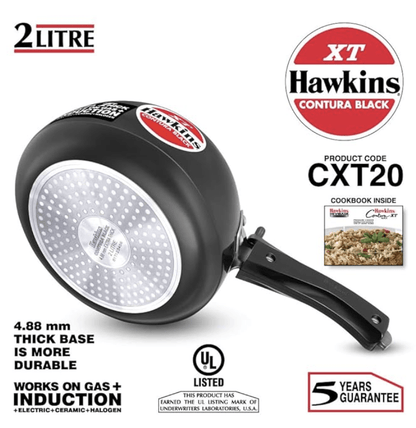 Hawkins Contura Black XT 2L Aluminium Inner Lid Pressure Cooker