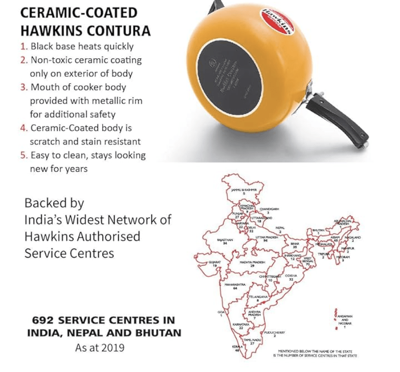 Hawkins Ceramic- Coated Contura 3L Mustard Yellow Pressure Cooker