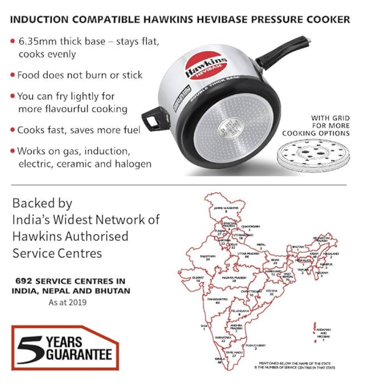 Hawkins Hevibase 8 Litre Pressure Cookers Induction Compatible