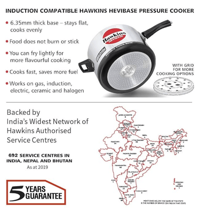 Hawkins Hevibase 8 Litre Pressure Cookers Induction Compatible
