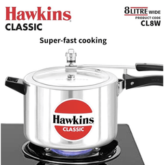 Hawkins Classic 8 Litre Aluminium Inner Lid Pressure Cooker, Wide Design Pan Cooker, Big Cooker, Silver (CL8W)-4