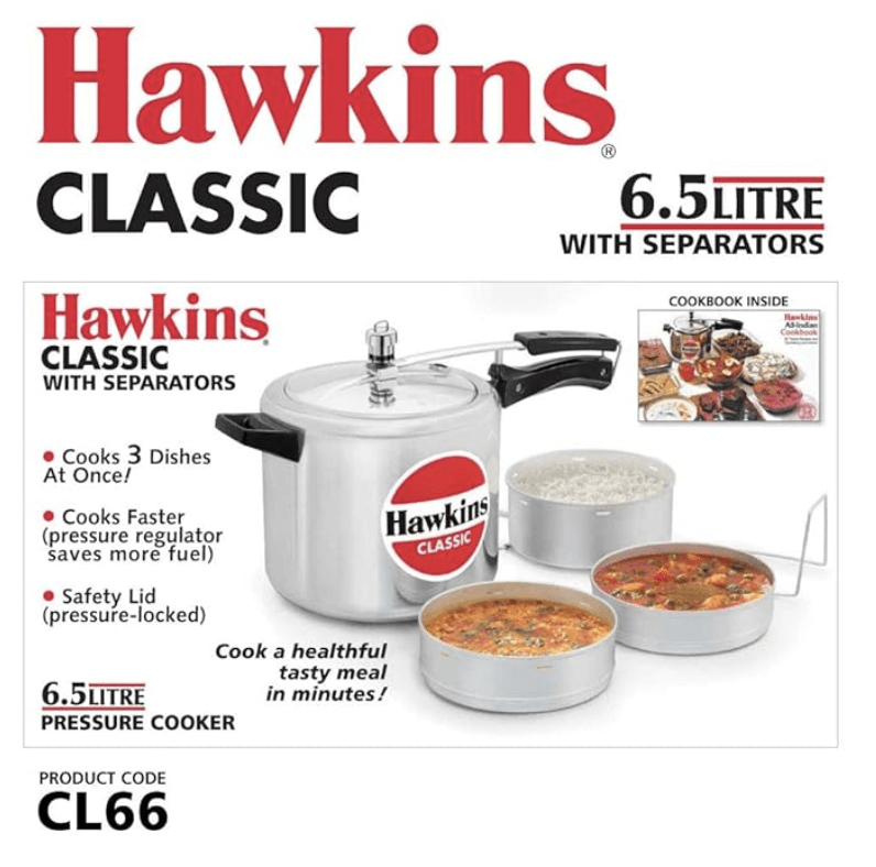 Hawkins Classic 6.5L Pressure Cooker with Aluminium Separators