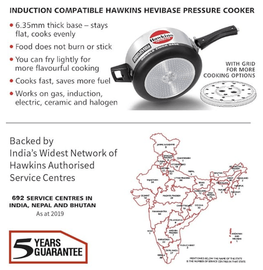Hawkins Hevibase 3.5L Pressure Cooker with Induction Compatible