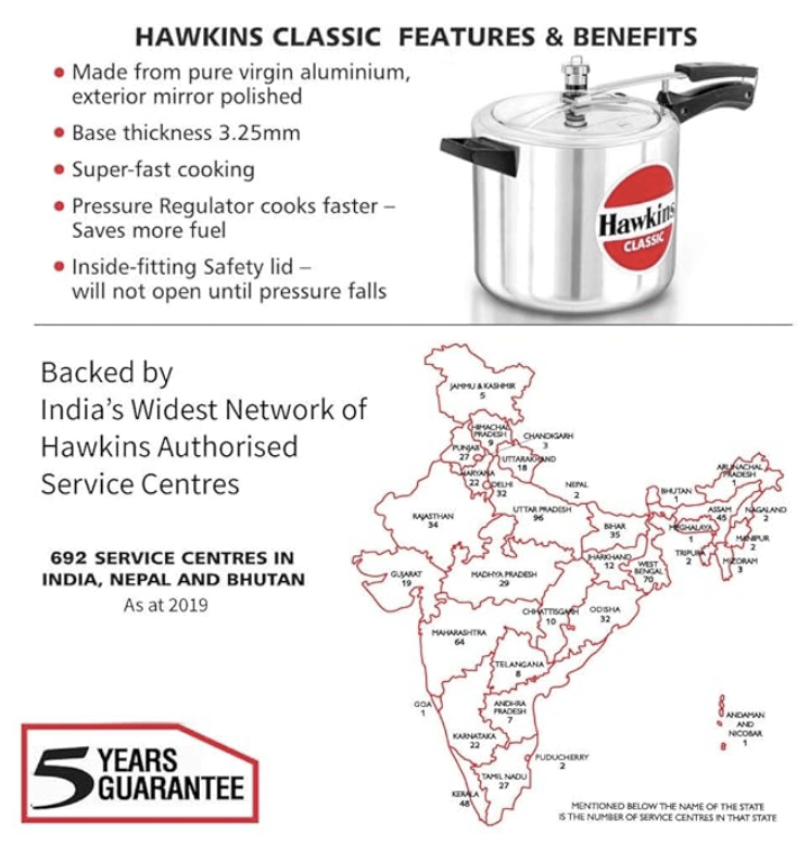Hawkins 6.5 Litre Classic Pressure Cooker, Best Inner Lid Cooker, Silver (CL65, Aluminium)-3