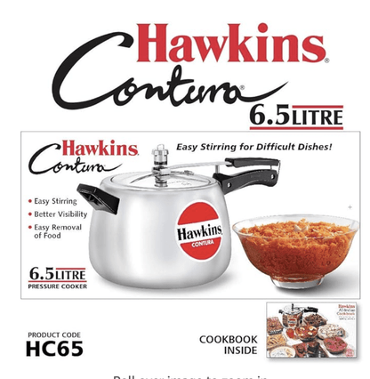 ஹாக்கின்ஸ் கான்டுரா அலுமினியம் இன்னர் லிட் பிரஷர் குக்கர், 6.5 லிட்டர், சில்வர் (HC65) 