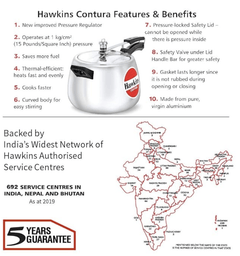Hawkins Contura Aluminium Inner Lid Pressure Cooker, 6.5 Litre, Silver (HC65)-3