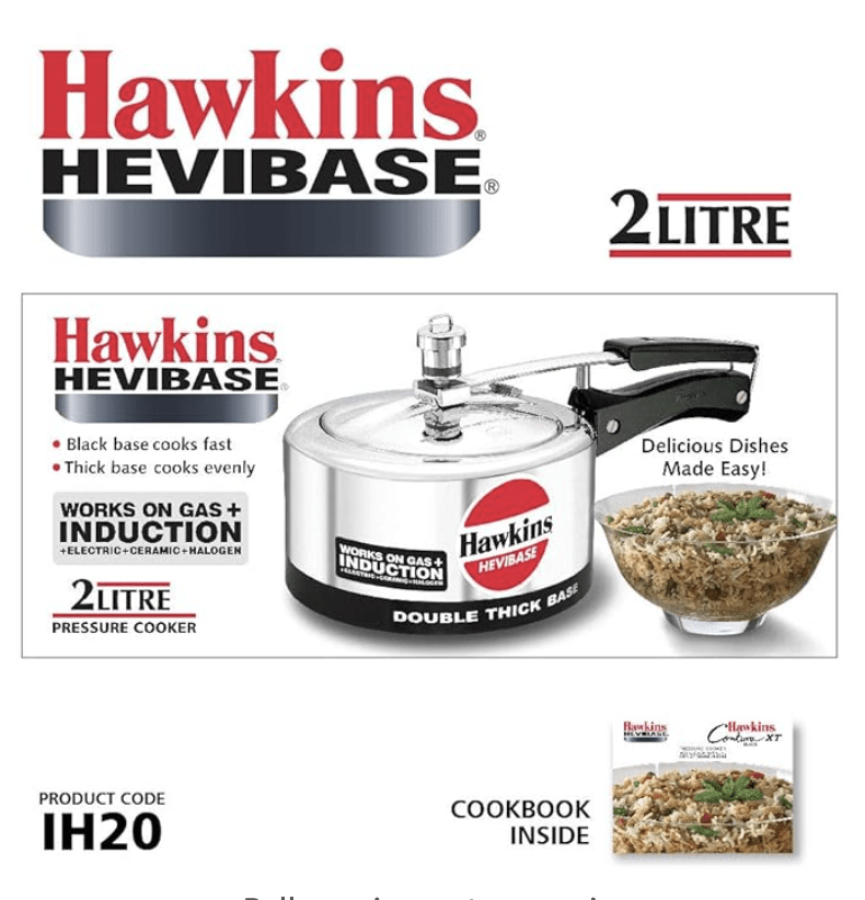 Hawkins Hawkins Hevibase 2L Pressure Cooker with Induction Compatible 2L Pressure Cooker with Induction Compatible