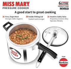 Hawkins 6 Litre Miss Mary Pressure Cooker, Inner Lid Cooker, Silver (MM60)-4