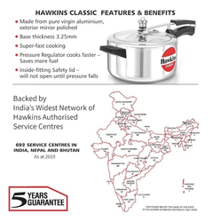 Hawkins Classic Aluminium Inner Lid Pressure Cooker, 4 Litre, Silver (CL40)-3