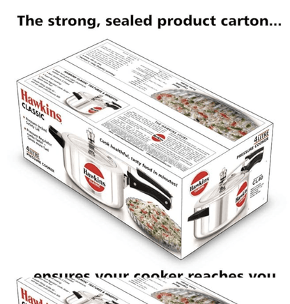 Hawkins Classic Aluminium Inner Lid Pressure Cooker, 4 Litre, Silver (CL40)