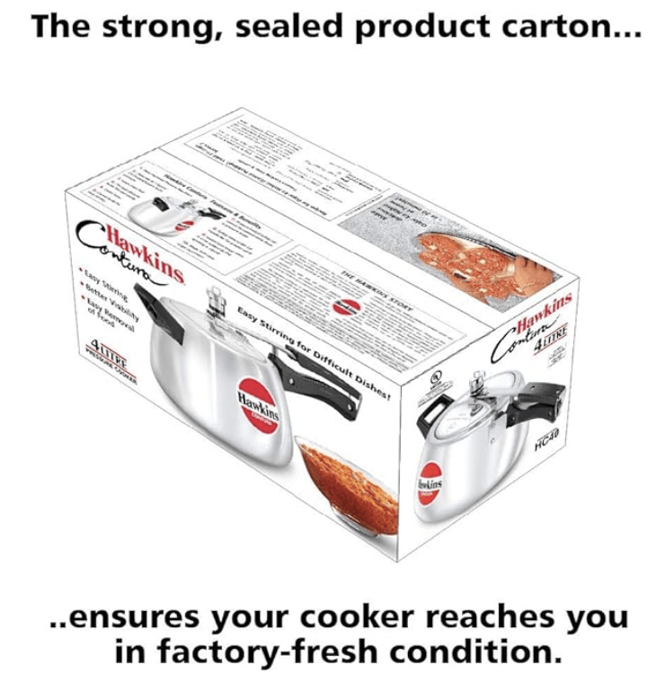 Hawkins Contura 4 Litre Aluminium Inner Lid Pressure Cooker, Handi Cooker, Silver (HC40)-2