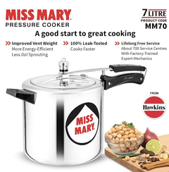 Hawkins Miss Mary Pressure Cooker, 7 Litre, Silver (MM70)-5