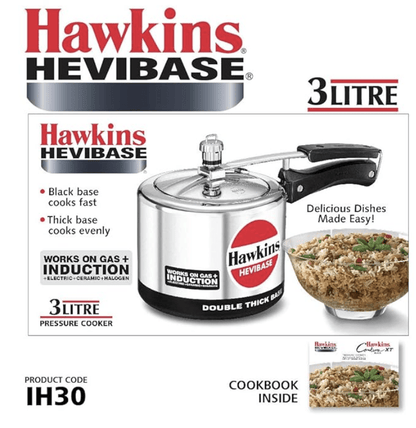 Hawkins Hevibase Induction Compatible Pressure Cooker, 3 Litre, Silver (IH30)