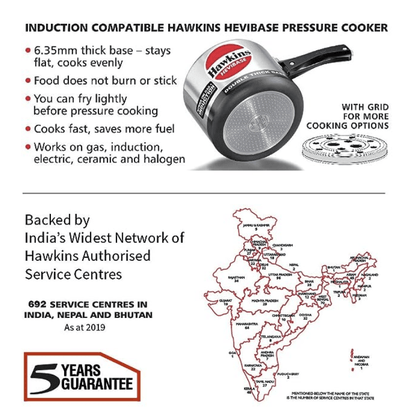 Hawkins Hevibase Induction Compatible Pressure Cooker, 3 Litre, Silver (IH30)
