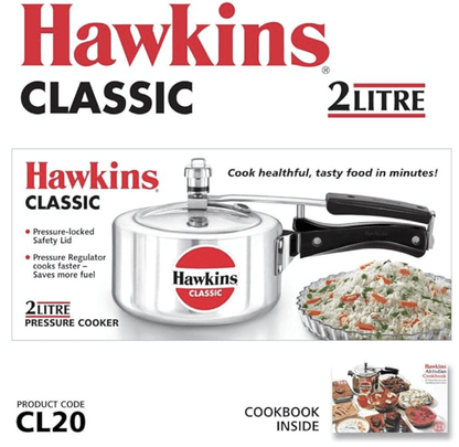 Hawkins Classic Aluminium Inner Lid Pressure Cooker, 2 Litre, Silver (CL20)
