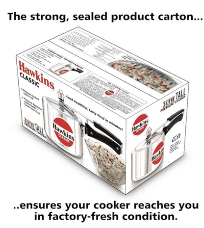 Hawkins Classic 3 Litre Aluminium Inner Lid Pressure Cooker, Tall Design Cooker, Best Cooker, Silver (CL3T)