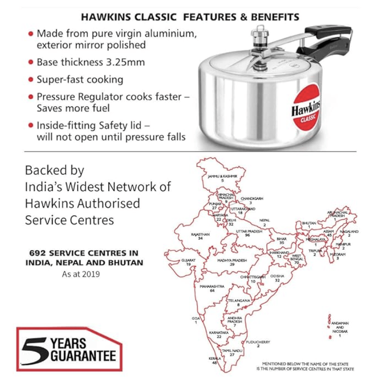 Hawkins Classic 3L (Wide) Pressure Cooker-3