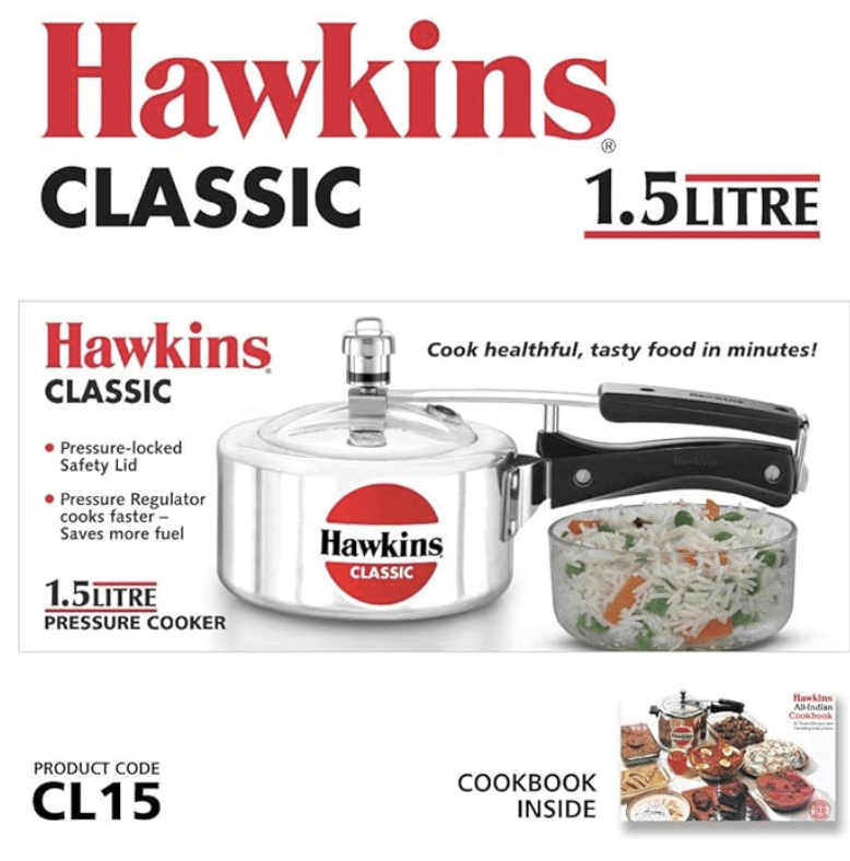 Hawkins 1.5 Litre Classic Pressure Cooker,Best Inner Lid Cooker,Baby Cooker,Silver(CL15) Aluminium-3