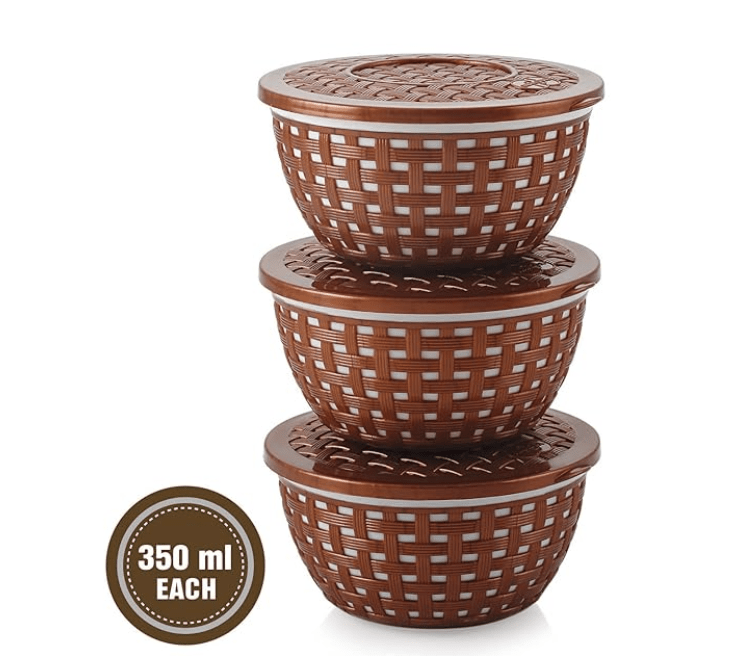 Nakoda Decent Container Storage Container & Organizer Set for Kitchen, Refrigerator & Home Use,350 ml Set Of 3 Pcs