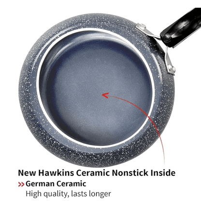 Hawkins 2 Litre Ceramic Nonstick Pressure Cooker, Induction Inner Lid Cooker, Granite Contura shaped Cooker, Best Cooker (ICC20)